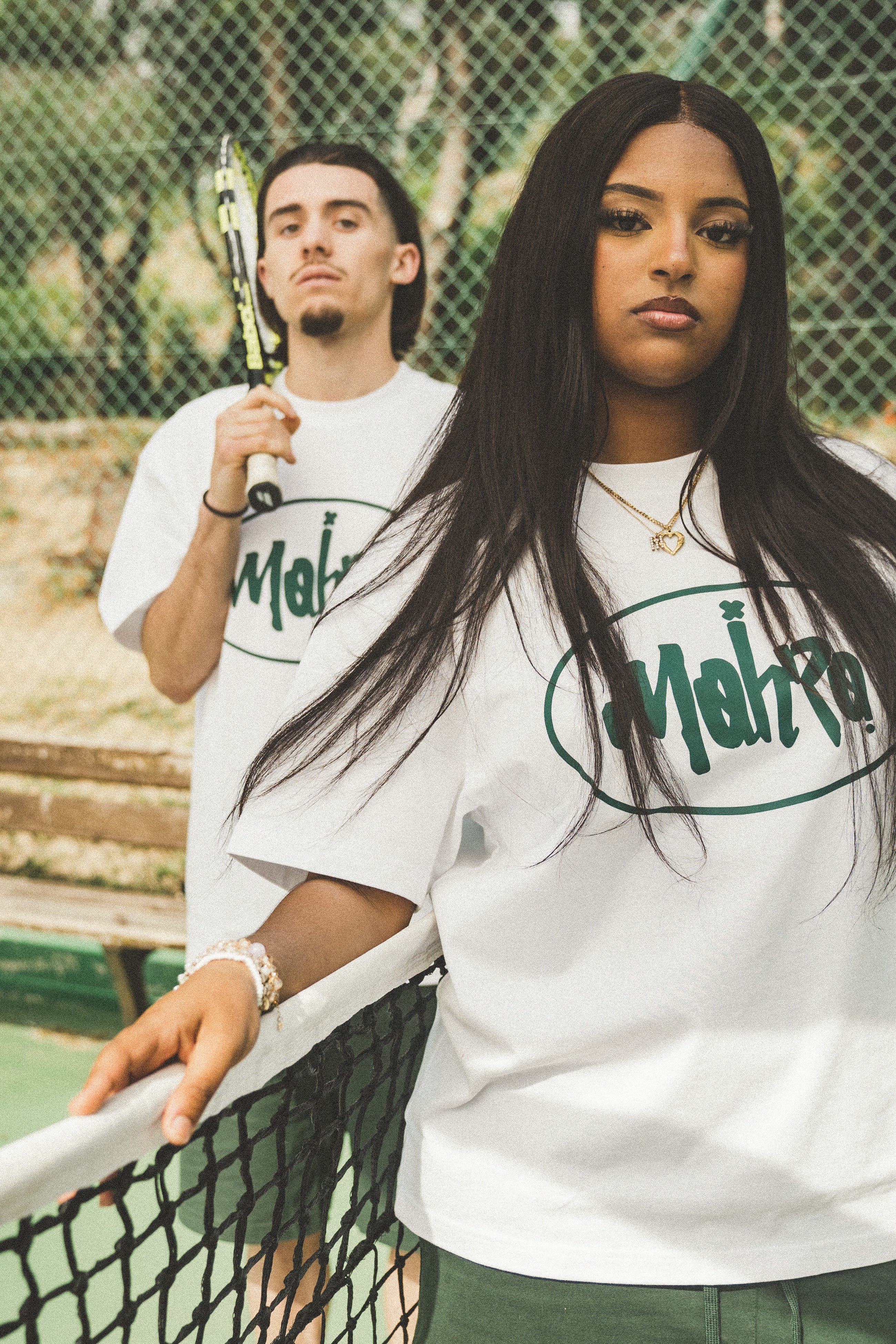 T-shirt Blanc Vert